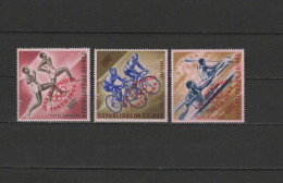 Guinea 1964 Olympic Games Tokyo, Athletics, Cycling, Kayaking Set Of 3 With Red Overprint MNH - Sommer 1964: Tokio