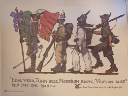 Altri Temi E Collezioni - Poster Alpini - ALPINI -n° 2 Litografie A Colori Di Paolo Caccia Dominioni 1986 - - Sonstige & Ohne Zuordnung