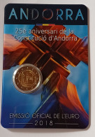 ANDORRE ANDORRA 2018 / COINCARD 2€ COMMEMO / 25e ANNIVERSAIRE DE LA CONSTITUTION D'ANDORRE  / BU - Andorre