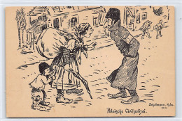 JUDAICA - Poland - Jewish Woman Begging With Her Child And A Jewish Policeman, From A Sketch By Schellmann (Year 1914) - - Judaisme