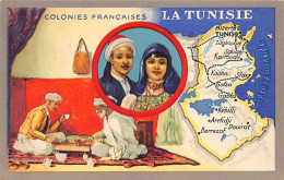 Tunisie - Colonies Françaises - Carte Géographique - Couple Tunisien - Joueurs D'echecs - Ed. Lion Noir  - Túnez