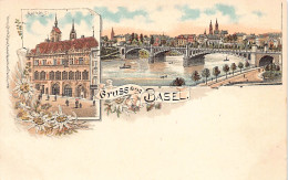 BASEL - Litho Mehrfachansicht Rathhaus - Verlag Rosenblatt  - Basilea