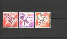 Guinea 1963 Olympic Games Tokyo, Athletics, Basketball, Boxing Set Of 3 With Red Overprint MNH - Ete 1964: Tokyo