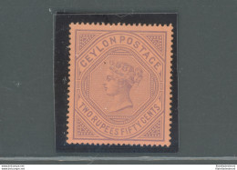 1892 Ceylon, Stanley Gibbons N. 249, 2r.50 Purple Red, MNH** - Autres & Non Classés