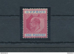 1902-04 Cipro, Stanley Gibbons N. 52 - 1 Piastre Carmine And Blue - MH* - Sonstige & Ohne Zuordnung