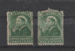 Canada - Kanada, Bill Stamps, Tax Stamps, 2 Old Stamps 3 Cents And 6 Cents Used - Revenues