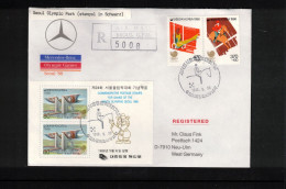 South Korea 1988 Olympic Games Seoul - Olympic Park Seoul Black Postmark Interesting Registered Letter - Ete 1988: Séoul