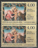 1992 Francia Arte Pinturas Boticelli 2v. Pareja - Madonna