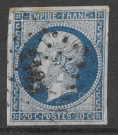 Lot N°116 N°14,Oblitéré PC 1102 DIJON (20), Indice 1 ( Tache Marron En Haut ) - 1853-1860 Napoléon III.