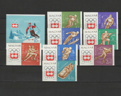 Hungary 1963/1964 Olympic Games Innsbruck Set Of 8 + S/s Imperf. MNH -scarce- - Invierno 1964: Innsbruck