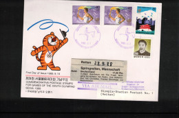 South Korea 1988 Olympic Games Seoul - Olympia Stadion Post Office Nr.1 - Horses Jumping Riding Teams Interesting Cover - Ete 1988: Séoul
