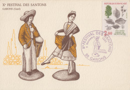 Carte   FRANCE    Xéme  Festival   Régional   Du   Santon     GARONS   1985 - Gedenkstempels