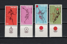 Israel 1964 Olympic Games Tokyo, Athletics, Basketball, Football Soccer Set Of 4 MNH - Verano 1964: Tokio