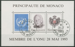 Monaco 1993 Beitritt Monacos Zur UNO Block 60 Gestempelt (C91319) - Blocks & Sheetlets