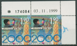 Israel 2000 Millennium 1542 Paar Ecke Mit Bogennummer Postfrisch - Unused Stamps (with Tabs)