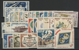 MONACO ANNEE COMPLETE 1964 COTE 29 € NEUFS ** MNH N° 636 à 663 Soit 28 Timbres. TB - Años Completos