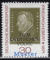 GERMANY(1971) Friedrich Ebert. MUSTER (specimen) Overprint. Scott No 1053. - Autres & Non Classés