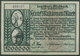 Gladbach 5 Millionen Mark 1923, Keller 1791 D, Leicht Gebraucht (K1192) - Other & Unclassified