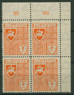 Litauen 1936 Freimarke Wappen 408 Viererblock Ecke 2 Postfrisch - Lithuania