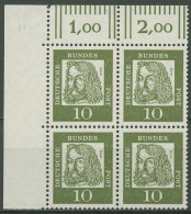 Bund 1961 Bedeutende Deutsche Walze 350 X W OR 4er-Block Ecke 1 Postfrisch - Unused Stamps