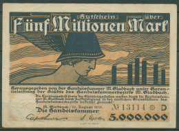 Mönchengladbach Handelskammer 5 Mio Mark 1923, Keller 3681, Gebraucht (K1196) - Autres & Non Classés