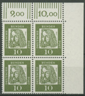 Bund 1961 Bedeutende Deutsche Walze 350 X W OR 4er-Block Ecke 2 Postfrisch - Unused Stamps