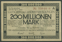 Solingen Kreis 200 Millionen Mark 1923, Keller 4812 I, Gebraucht (K1199) - Andere & Zonder Classificatie