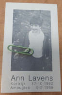 DP - Ann Lavens - De Cock - Kortrijk 1982 - Amougies 1989 - Todesanzeige