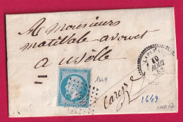 N°14 PC 1649 LAPLEAU  CORREZE CAD TYPE 22 INDICE 17 POUR USSEL LETTRE - 1849-1876: Klassieke Periode