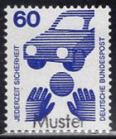 GERMANY(1971) Ball Rolling Into Traffic. MUSTER (specimen) Overprint. Accident Prevention. Scott No 1081.. - Autres & Non Classés