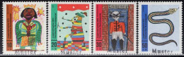 GERMANY(1971) Children's Drawings. Set Of 4 With MUSTER (specimen) Overprint. Scott No B468-71. - Autres & Non Classés