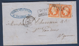 Napoléon N° 23 X 2 Sur Lettre De Toulouse - 1862 Napoleone III