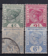 BRITISH HONDURAS 1891 - Canceled - Sc# 3538, 39, 41, 42 - Honduras Britannico (...-1970)