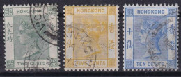 HONGKONG 1900 - Canceled - Sc# 37, 41, 45 - Used Stamps