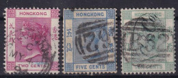HONGKONG 1882 - Canceled - Sc# 36, 40, 43 - Oblitérés