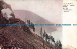 R109416 C. P. R. Train Along Fraser River. Rocky Mountains. Canada - Welt