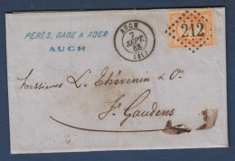 Napoléon N° 23  Sur Lettre D' Auch - 1862 Napoléon III