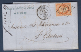 Napoléon N° 23  Sur Lettre D' Auch - 1862 Napoleone III