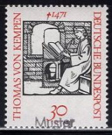 GERMANY(1971) Thomas à Kempis. MUSTER (specimen) Overprint. Scott No 1066. - Andere & Zonder Classificatie