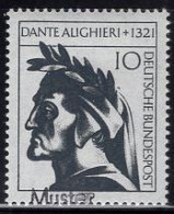 GERMANY(1971) Dante. MUSTER (specimen) Overprint. Scott No 1073. - Otros & Sin Clasificación