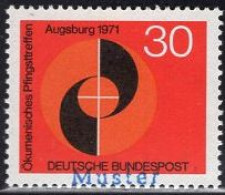 GERMANY(1971) Pentecost Evangelical Meeting. MUSTER (specimen) Overprint. Scott No 1071. - Other & Unclassified