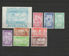 Jordan 1964 Olympic Games Tokyo, Basketball, Volleyball, Football Soccer, Table Tennis Etc. Set Of 8 + S/s MNH - Summer 1964: Tokyo