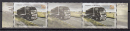 Macedonia 2014 Transportation Traffic Long Wehicles Trucks, Middle Row, 2 Stamps With Label MNH - Trucks