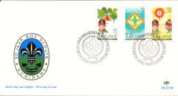 Suriname FDC 21-8-1974 Scout Scouting Complete Set Of 3 Suriname Boy Scouts 50th Anniversary With Cachet - Cartas & Documentos