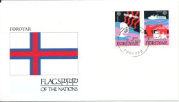 Faroe Islands Cover 16-6-1991 Flag Of The Nations With Complete Set EUROPA CEPT 1988 With Cachet - Färöer Inseln