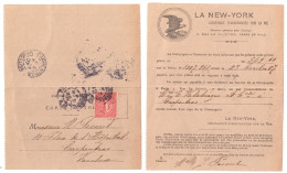 PARIS R Grammont Carte Lettre PRIVEE Assurance LA NEW-YORK Logo Aigle 10c Semeuse Lignée Yv 129  Ob 1917 Dest Carpentras - Lettres & Documents