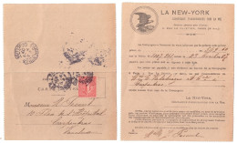 PARIS R Grammont Carte Lettre PRIVEE Assurance LA NEW-YORK Logo Aigle 10c Semeuse Lignée Yv 129  Ob 1917 Dest Carpentras - Briefe U. Dokumente