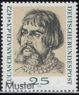 GERMANY(1972) Lucas Cranach. MUSTER (specimen) Overprint. Scott No 1091. - Sonstige & Ohne Zuordnung