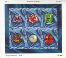 2013 Jordan Precious Stones Diamonds **tiny Dirt Marks At Bottom** Miniature Sheet Of 6 MNH - Jordanie