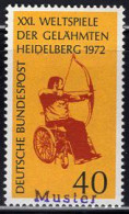 GERMANY(1972) Archer In Wheelchair. MUSTER (specimen) Overprint. Scott No 1092. - Andere & Zonder Classificatie